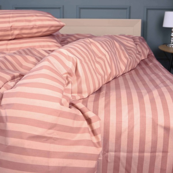 Фото - Комплект постільної білизни MirSon 2 x 143x210 см 17-0773 Nude stripes RanforceElite (2200011152820)